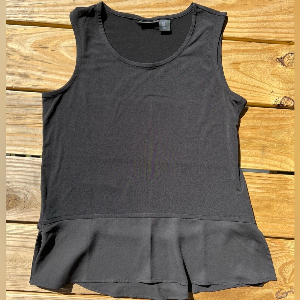 Tahari black small dressy round neck tank top blouse